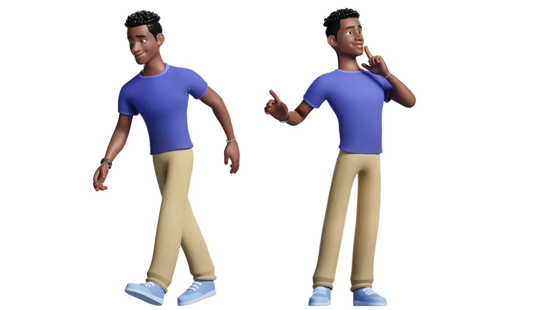 Customizable Black Man Character 3D model full body render